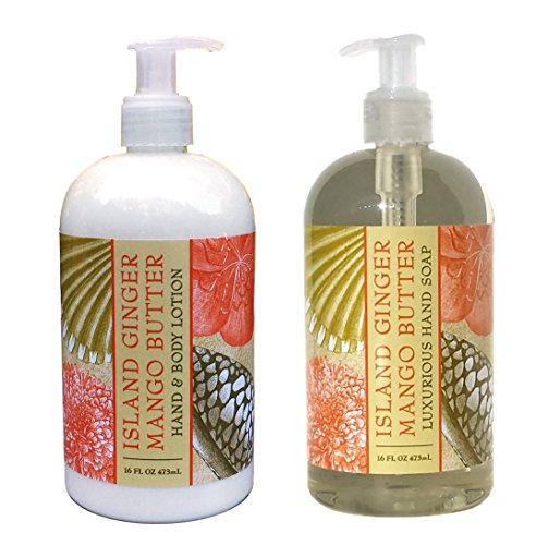Greenwich Bay ISLAND GINGER MANGO BUTTER Hand & Body Lotion and Hand Soap Duo Set Enriched With Shea Butter 16 oz ea.