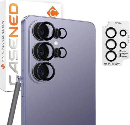 CASENED Camera Lens Protector for Samsung Galaxy S26 Ultra (1 Pack) – 9H Tempered Glass, Crystal Clear, Anti-Fingerprint, ...