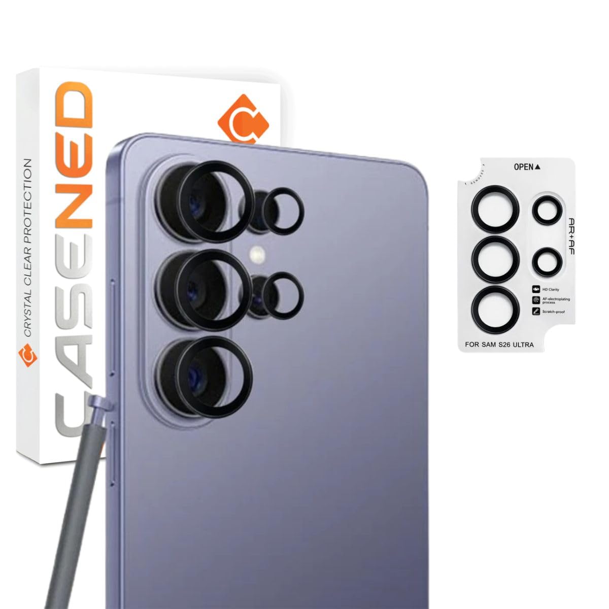 CASENED Camera Lens Protector for Samsung Galaxy S26 Ultra (1 Pack) – 9H Tempered Glass, Crystal Clear, Anti-Fingerprint, ...