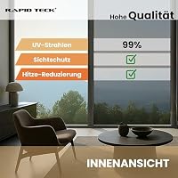 Rapid Teck® Fensterfolie, Spiegelfolie, Sichtschutzfolie Fenster, 200x152cm | Tagsüber blickdicht von außen, 99% UV-Schutz, selbstklebend, Hitzeschutzfolie & Sonnenschutzfolie für Fenster außen – Ansicht 2