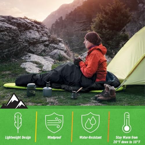 Wakeman 75-CMP1114 Mummy Sleeping Bag - Water-Resistant Adult Cold Weather Sleeping Bag Rated To 10°F thumb #3