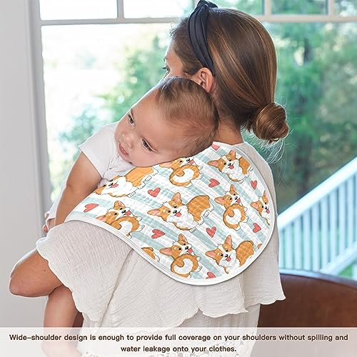 Image of Muslin Baby Burp Cloths, Puppy Corgi Dogs Stripes Muslin Washcloths Baby Rags Comfy Soft Absorbent in for Newborn Boys and Girls 2 Piece 22 x 11 Inch