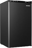 EUHOMY 3.2 Cu Ft Mini Fridge with Freezer Compartment, Compact Single Door Refrigerator, Energy Saving Adjustable Thermostat for Bedroom Dorm Office, Black