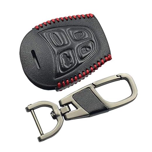 Happyit Cuero Cubierta de la Llave del Coche Casos Llavero para SAAB 9-3 9-5 93 95 4 Botones Accesorios para Control Remoto de Automóviles