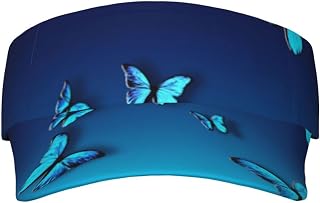 XIXIAN Beautiful Blue Butterfly Printed Adult Sunscreen Visor Cap Lightweight and Breathable Adult Sun Visor Empty top hat Versatile Outdoor hat