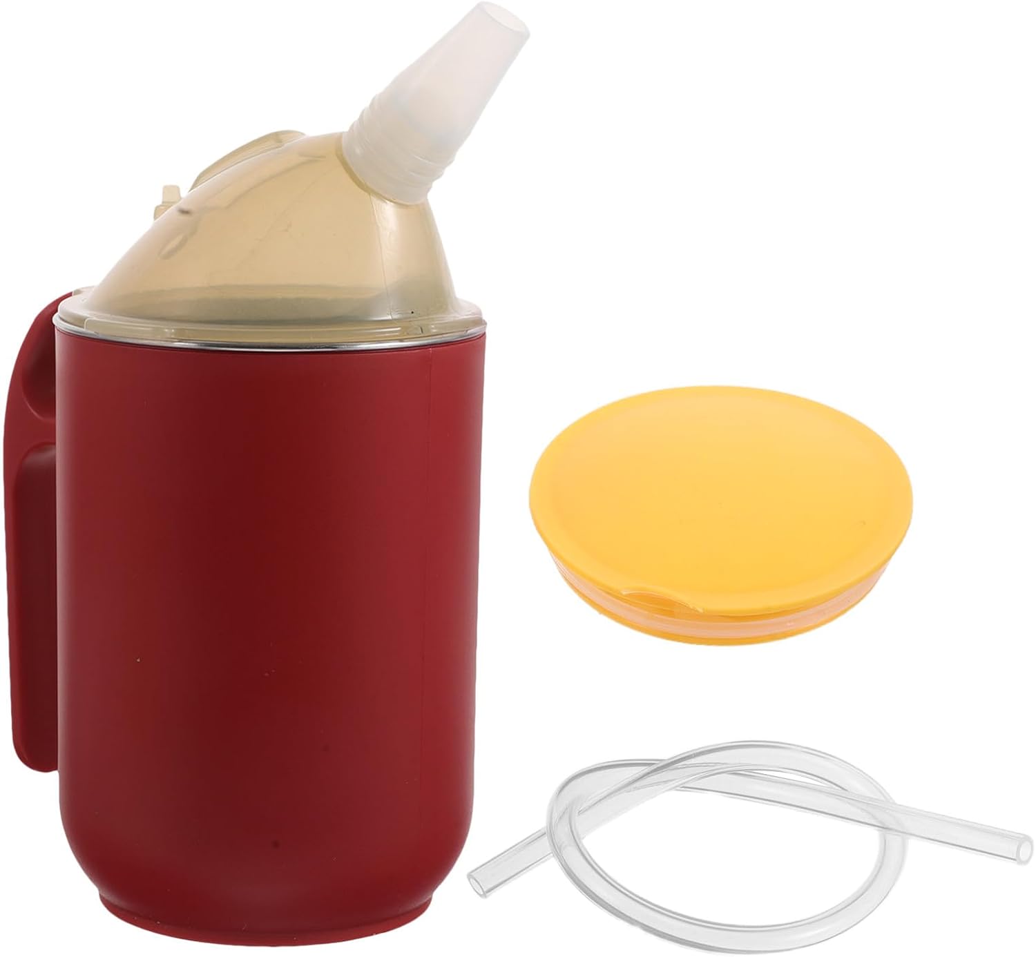 Leak-proof Nursing Drinking Cup for Disabled Adults with Straw, 400ml Elderly Care Liquid Food Sippy Cup for Bedridden Patients and Seniors