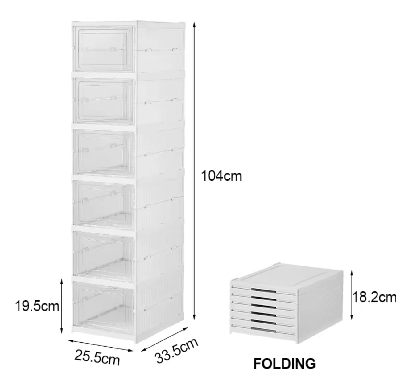 Scatole per scarpe trasparente - Organizer per scarpe in plastica, 6 scatole portaoggetti in plastica rigida trasparente, scarpiera impilabile con porta magnetica, organizer per scarpe armadio.