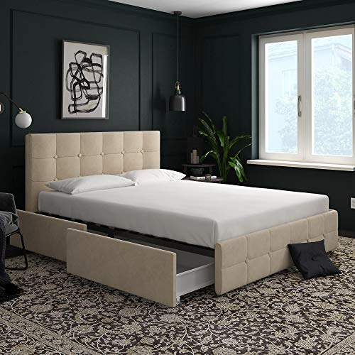 Photo 1 of DHP Rose Velvet Tufted Upholstered Platform Bed with Storage - Ivory Velvet - Queen
**BOX 1 ONLY**INCOMPLETE**