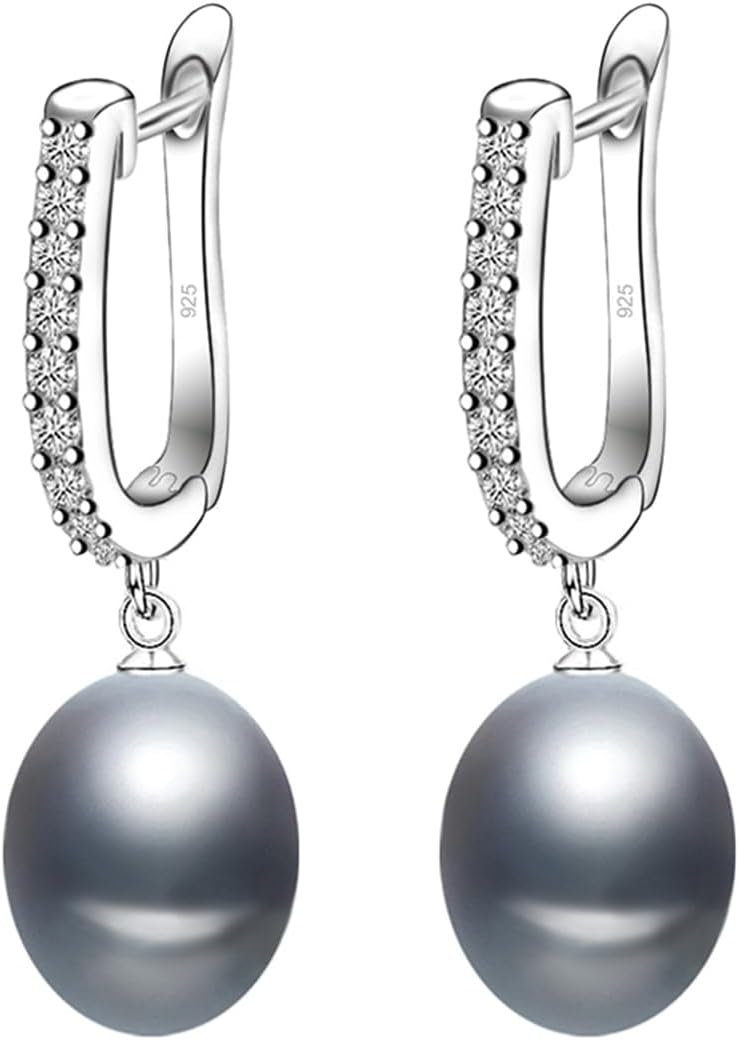 Freshwater Pearl Dangling earrings for Women,Cute Sterling Silver Pearl Drop Earrings Bridal Wife Wedding