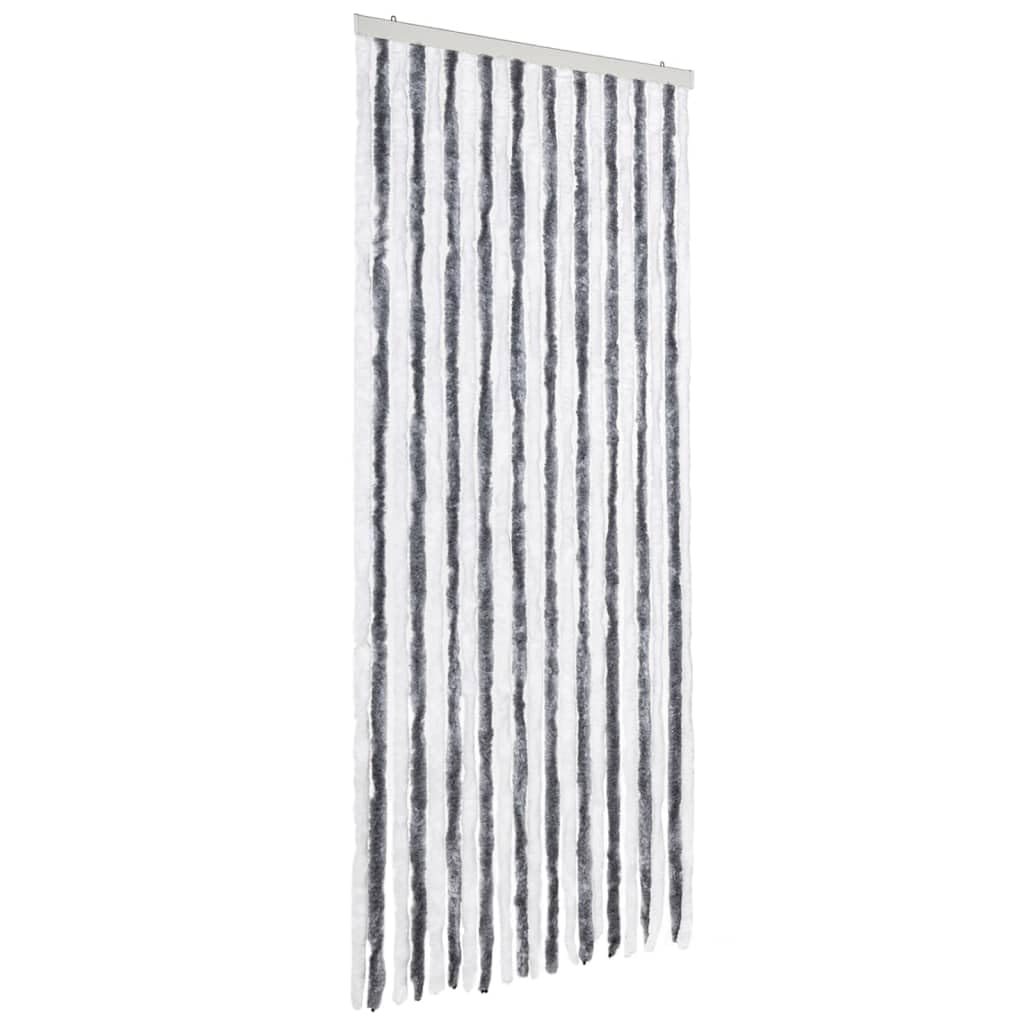 vidaXL Insect Curtain Grey and White 90x220cm Chenille Bug Door Mesh Screen