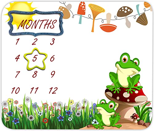 TERSUM Frog Baby Monthly Milestone Blanket, 48x40in