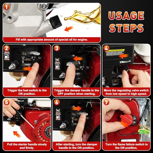 PIAOYUE 6.5HP 4 Stroke Gasoline Engine OHV Air Cooled Single Cylinder Pull Start Motor, 160CC Gas Engine Motor For Honda GX160 OHV Pull Start Compressor Scarifier, Lawnmower