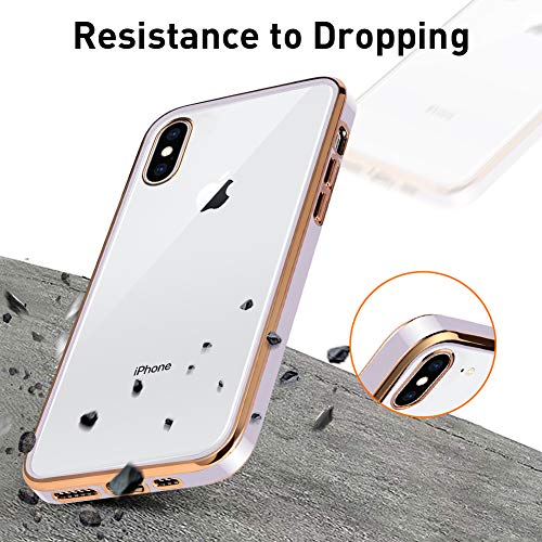 MOWIME Clear Phone Case for iPhone Xs MAX 6.5 in, Transparent Soft TPU Plating Bumper Anti-Scratch Shockproof Protective Case Cover for iPhone Xs MAX 2018 - Lilac Purple - Image 5