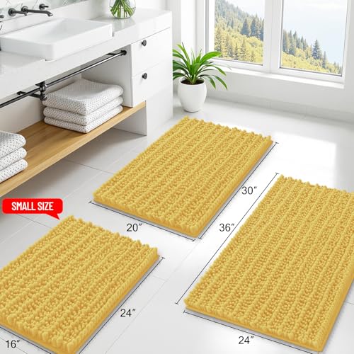 Smiry Bathroom Rugs Mat 48x32, Extra Soft Absorbent Chenille Bath Rugs, Non Slip Rubber Backing Machine Washable Quick Dry Bath Mats for Bathroom Floor, Tub, Shower, Home Decor Accessories, Yellow by Smiry - Image 2
