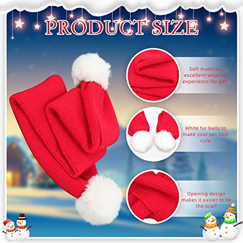 Rypet Dog Christmas Hat And Scarf Adjustable Pets Santa Hat Dog Christmas Costume Knit Red Scarf With White Pompom Ball For Small Medium Large Dogs Christmas Party #TOP3