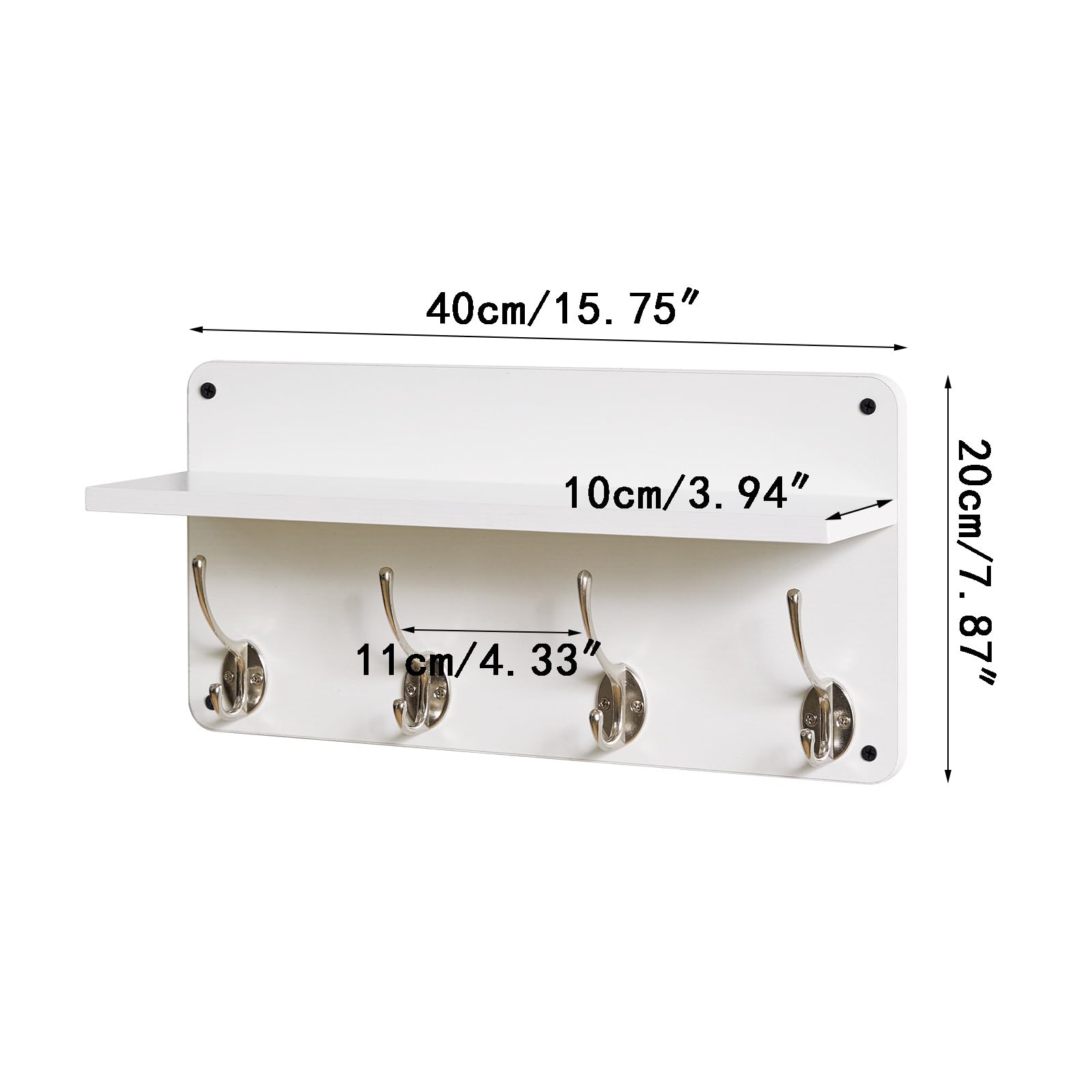 YMYNY Coat Rack Shelf Wall Mounted, Wooden Coat Hooks Set of 2, Entryway Coat Hanger with 8 Hooks,80cm L Floating Shelves - Image 4