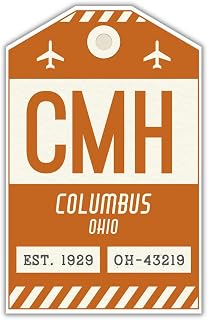CMH Columbus Ohio Luggage Tag Sticker/Airport Code Baggage Decal/Collectible Travel Decor/Vintage Inspired Design (Orange)