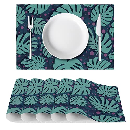 Polka Dotted Background Placemats, Set Of 6 Table Mats For Dining Tables, 12×18 Inches Anti-Skid Heat Resistant Kitchen Table Place Mats #TOP1