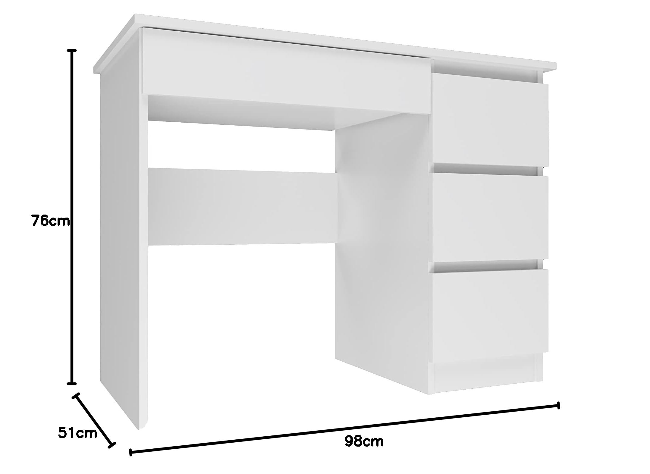 CDF Escritorio 4 Cajones Mesa de Ordenador Oficina Casa Despacho Decoración Diseño Versátil Estudio para Computadora Laptop Portátil Gaming Documentos para Trabajo Juvenil Adulto – Blanco Mate