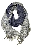Achillea Soft Silky Reversible Paisley Pashmina Shawl Wrap Scarf w/Fringes 80' x 28' (Big Paisley...