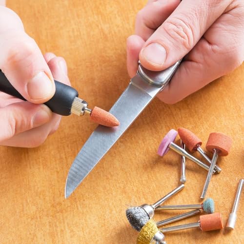 42 Stück Korund Schleifspitze Set, Stein Schleifen Polierkopf, Schleifaufsätze für Dremel Zubehoer, Rotationswerkzeug, 1/8 Zoll Schaftgröße, zur Verwendung auf Edelsteinen, Glas, Metall und Holz
