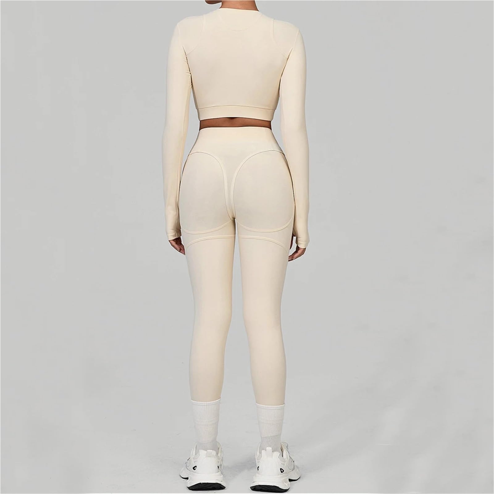 Completo Palestra Donna Set da yoga senza cuciture Sport Fitness sollevamento fianchi vita alta skinny tuta a maniche lunghe corsa allenamento palestra leggings