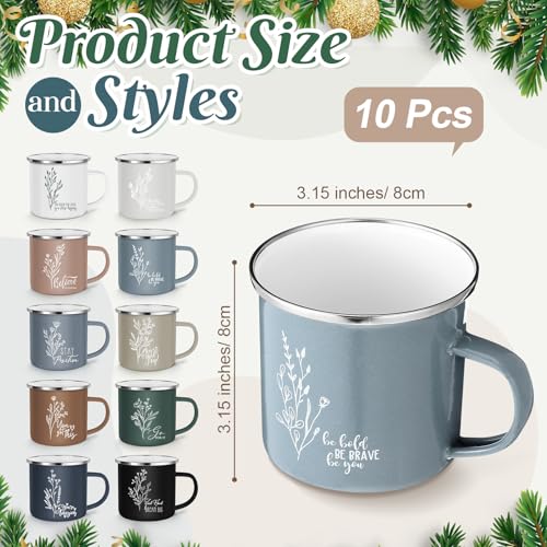 10 Piezas Tazas Esmaltadas Inspiracionales 12 oz miniatura 2