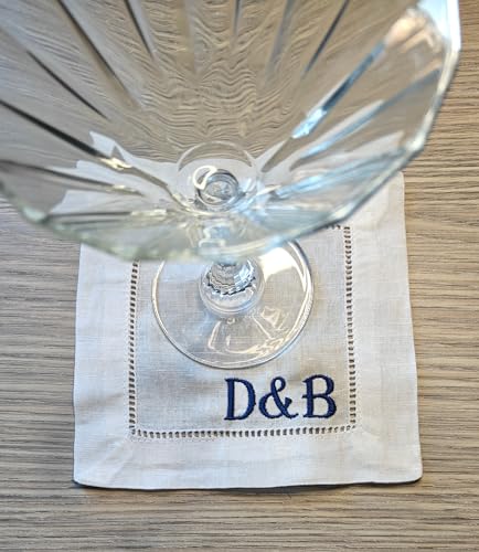 Servilletas personalizadas bordadas de lino y algodón blancas miniatura 4