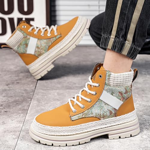 Men's Boots Lightweight Anti-Slip Casual Boots Mens High-top Leather for Fall and Winter Sports3