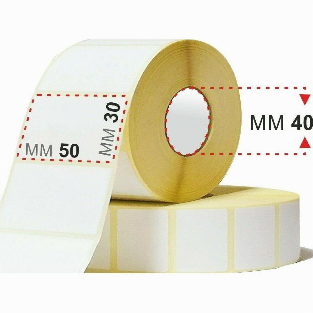 5000 etichette Termiche Top Removibili 50x30 mm con anima da 40 mm 5 rotoli AUTOADESIVE etichette adesive ufficio negozi