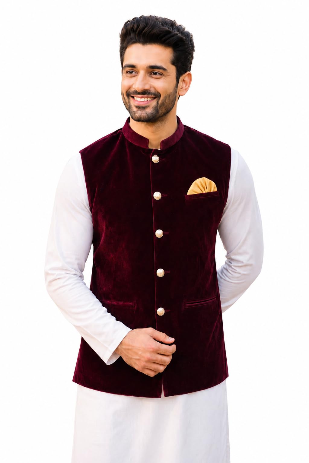Mens Velvet Blend Regular Fit Nehru Jacket | Mandarin Collar | Formal Wear-image-24