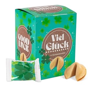FOOD crew 12 Glückskekse „Viel Glück” - Glückskeks als kleiner Glücksbringer für Familie, Freunde, Kollegen - Viel Glück Geschenke - Glückskekse Silvester - nettes Mitbringsel oder Gastgeschenk