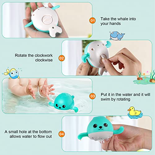 Moontoy Fishing Bath Toys For Toddler 1-3 Magnetic Fishing Games Bathtub Toys, Baby Bath Time Toys With Wind-Up Swimming Fish, Duck, And Whale Toys, Gifts For Toddler 12 Months Up Boys And Girls #TOP5