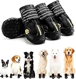 Hcpet Dog Boots, Dog Shoes for Large Dogs, Medium Dog Boots & Paw Protectors, Anti-Slip Dog Booties for Hot Pavement Winter Snow Hiking with Reflective Straps Black Size 1