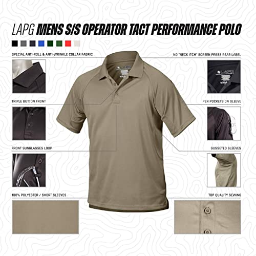 La Police Gear Men's Operator Performance Tactical Short Sleeve Polo Shirt, Anti-Wrinkle Professional Uniform Polo For Men - Black - Medium #TOP3
