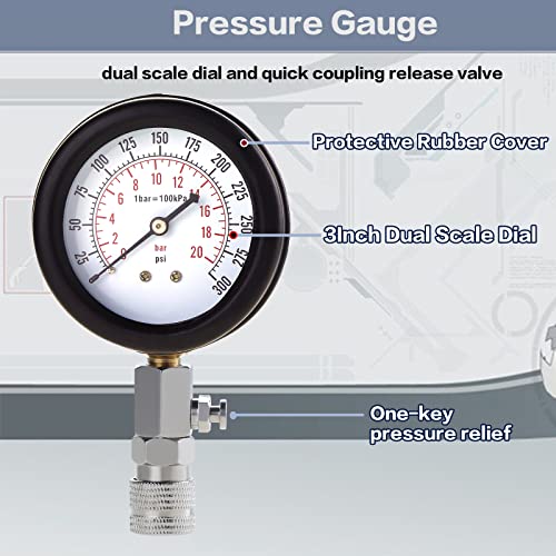 WiMas 13 Stück Kompressionsprüfer Benzin Kompressionsmessgerät Kompressionstester, Motor Kompression Zylinder Kompressionsmesser Kompressionstest Kompressionsmesser mit Zündkerzentester