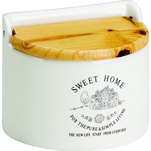 Wolff Sweet Home - Saleiro de Cerâmica para Parede com Tampa de Madeira, 620ml