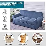 KRFOONN 4 Piece Stretch Sofa Couch Covers for 3 Cushion Couches Printed Sofa Slipcover with 3 Separate Seat Cushion Covers Washable Sofa Slip Covers Furniture Protector for Pets Kids (Large, 20) - Image 5