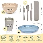 FOODLE Wheat Straw Dinnerware Set - RV, Camping Plates Cups and Bowls Set - Image 3
