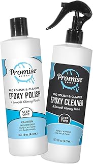 Promise Epoxy - 32 Ounce Kit of Pro Polish (16oz) and Cleaner (16oz), Specially Formulated for Epoxy Resin and High Gloss Finishes, Removes Scratches and Scuffs - Perfect for DIYers, Home Décor