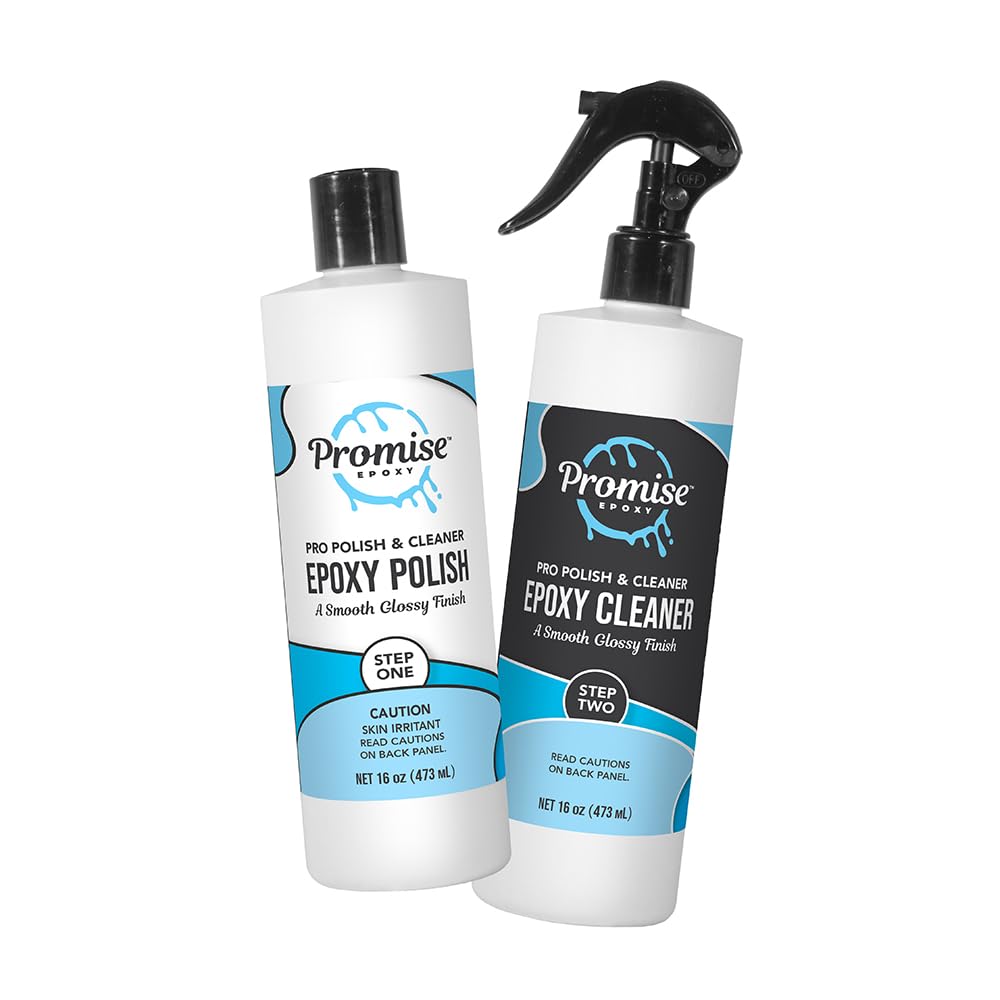 Promise Epoxy - 32 Ounce Kit of Pro Polish (16oz) and Cleaner (16oz), Specially Formulated for Epoxy Resin and High Gloss Finishes, Removes Scratches and Scuffs - Perfect for DIYers, Home Décor