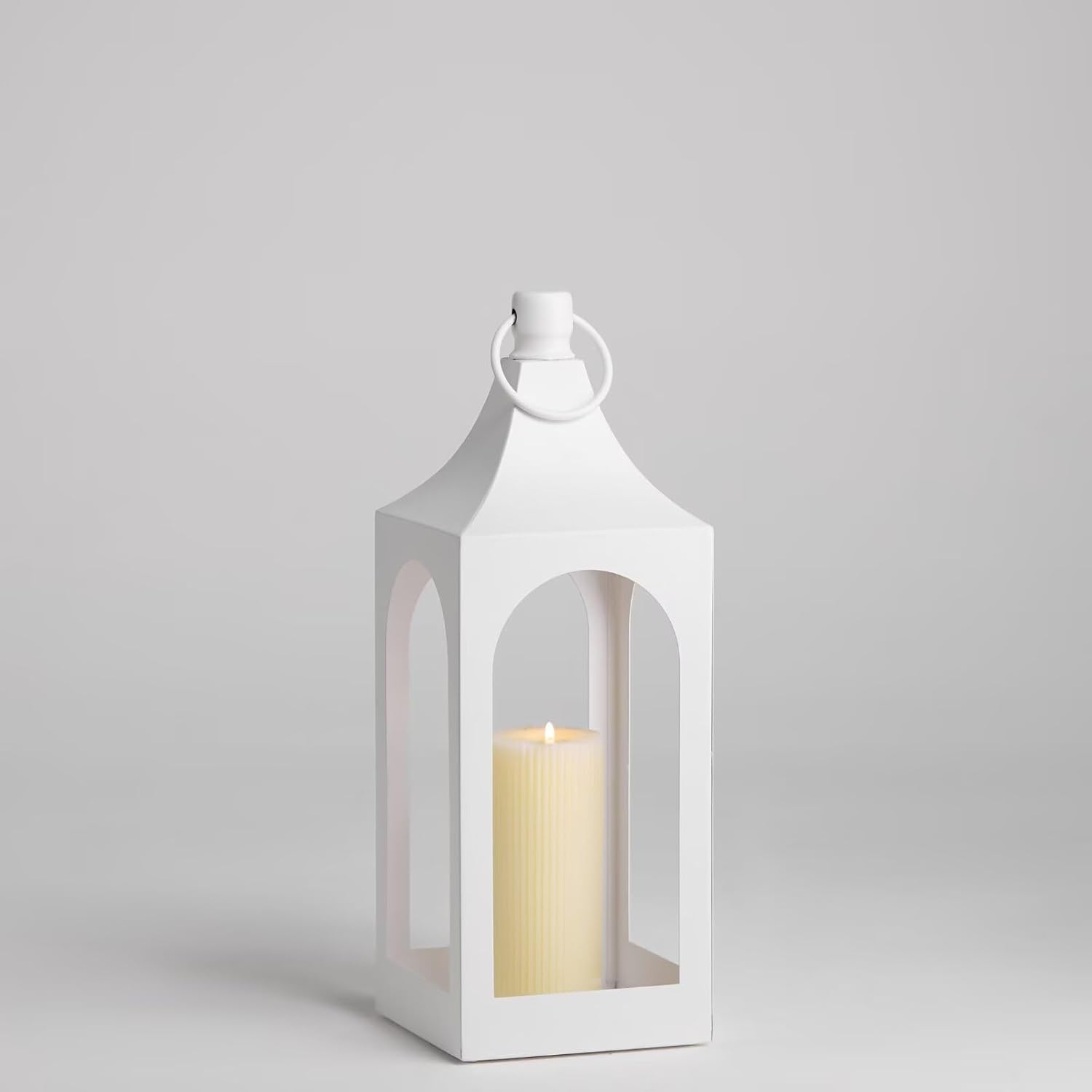 MOZEAL 20" Large Grace Spire Floor Lantern - Gold Heavy Metal No Glass - in/Out Use, for Fireplace/Patio/Entryway/Porch - Vers Event/Home - Lux Holiday Holder for Pillar/LED Lights