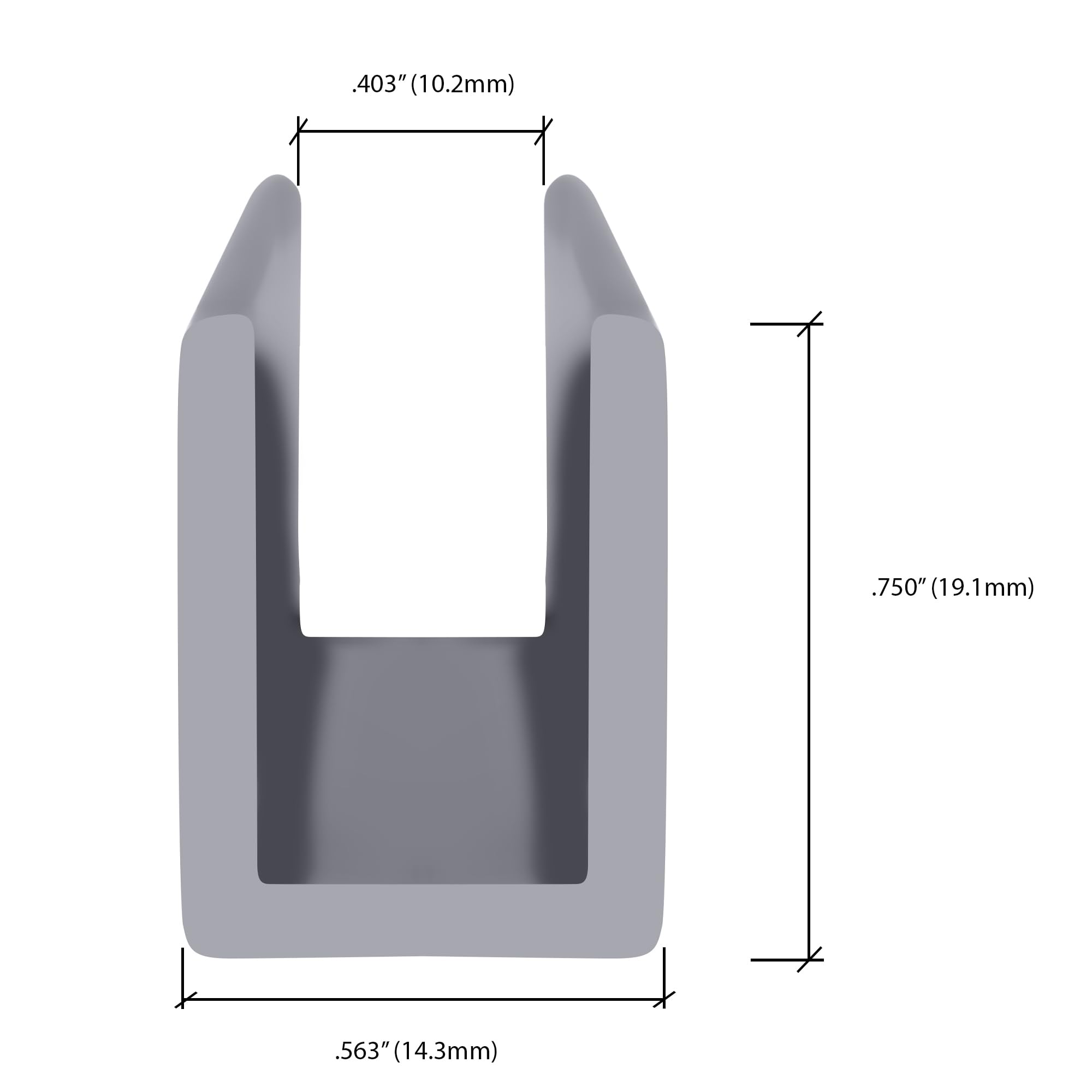 Brixwell SDCD3812A-CCP18-XCP10 satynowe anodowane bezramowe drzwi prysznicowe aluminiowe głębokie kanały U do grubego szkła 3/20.3 cm - długość magazynowa 45 cm - opakowanie 10 sztuk