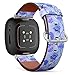 CJBROES Replacement Leather Watch Band, Compatible with Fitbit Versa 3 and Fitbit Sense of Wristband Bracelet Accessory - Paisley Watercolor Floral Tile