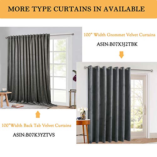 Stangh Grey Velvet Curtains 96 Inches - Thick Plush Velvet Blackout Drapes, Back Tab Design Insulated Window Covering For Living Room/French Door, W52 X L96, 2 Panels #TOP6