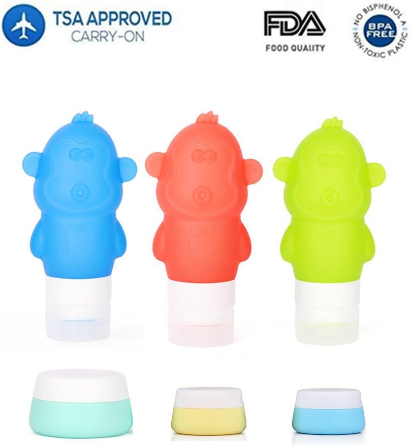 Silicone Travel Bottles Set SCONFID Handy Refillable Squeezable Leak Proof Bottles Set and Silicone Cosmetic Travel Containers for Shampoo, Conditioner, Lotion, Toiletries (6 Pack)