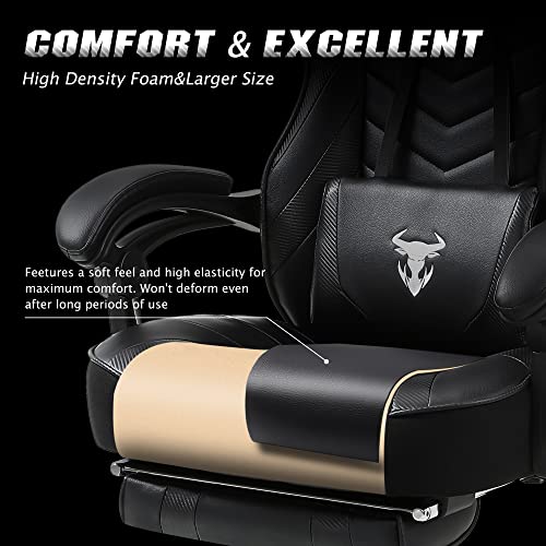 Gaming Chairs For Adults, Recliner Computer Chair With Footrest, Ergonomic Pc Gaming Chair With Massage, High Back Desk Chair For Gaming, Big And Tall Gamer Chair, Large Computer Gaming Chair (Black) #TOP4