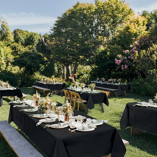 Flannel Backed Vinyl Tablecloths-Black Plastic Picnic Table Cloth Rectangle by Enjoyidea - Used condition - Image 2