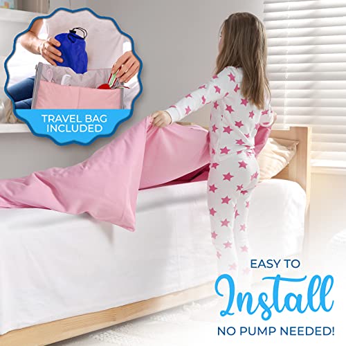 Babylio Inflatable Bed Rail [2-Pack] Travel Bed Rails For Toddlers- Lightweight & Durable Bed Guard Rails Compatible With Twin, Full, Queen & King Bed Sizes- No Pump Required- With Travel Bag #TOP2