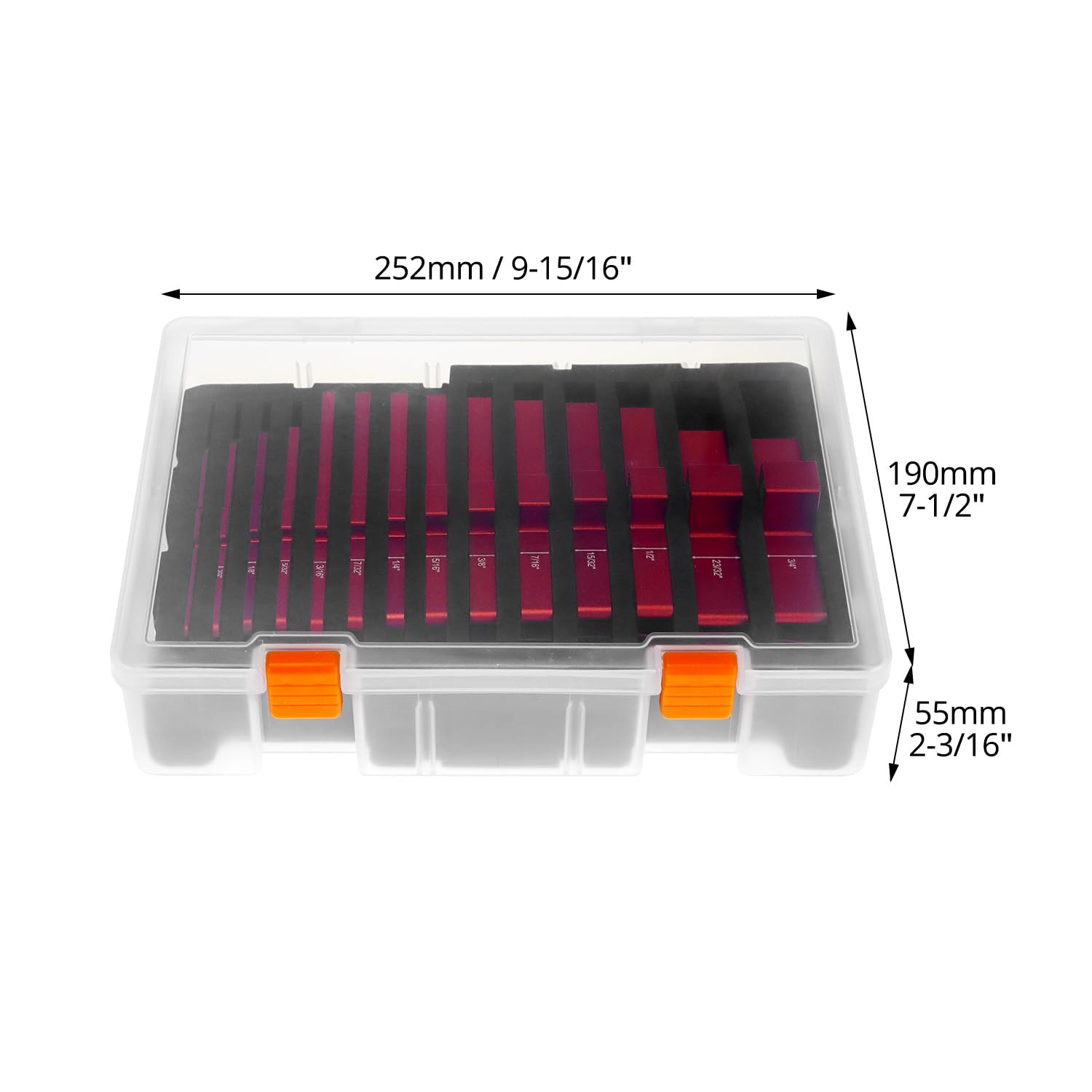 QWORK 14pcs Aluminum Setup Blocks Height Gauge Set with Storage Case Anodized Smooth Finish, Laser Engraved